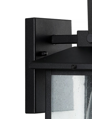 Bungalow 6.75" Iron/Seeded Glass Rustic Traditional Lantern LED Outdoor Lantern - JONATHAN Y